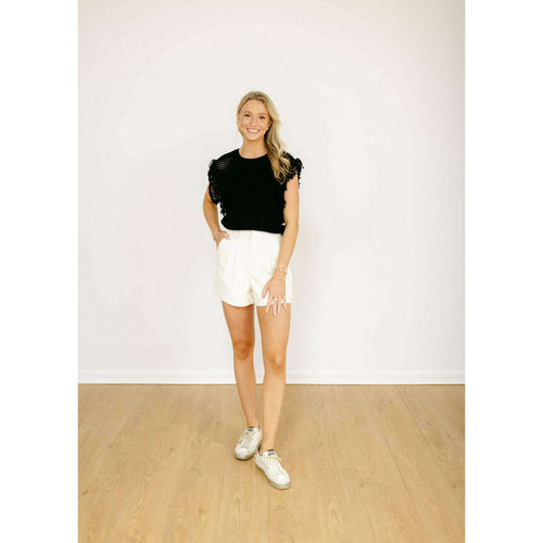 8.28 Boutique:Sincerely Ours,Sincerely Ours Modern Tailor Shorts in White Croc,short