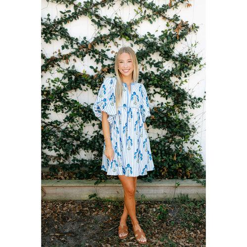 8.28 Boutique:Entro,The Ivy Blue Floral Mini Dress,Dress