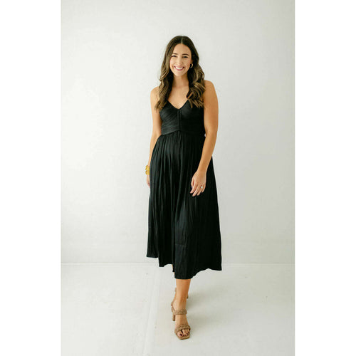 8.28 Boutique:LUCY PARIS,Lucy Paris Claudine Draped Black Dress,Dress