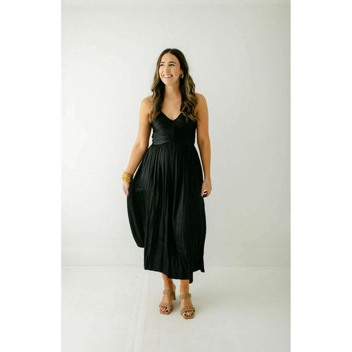 8.28 Boutique:LUCY PARIS,Lucy Paris Claudine Draped Black Dress,Dress