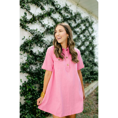 8.28 Boutique:Karlie Clothes,Karlie Pink Denim Pocket Swing Shirt Dress,Dress