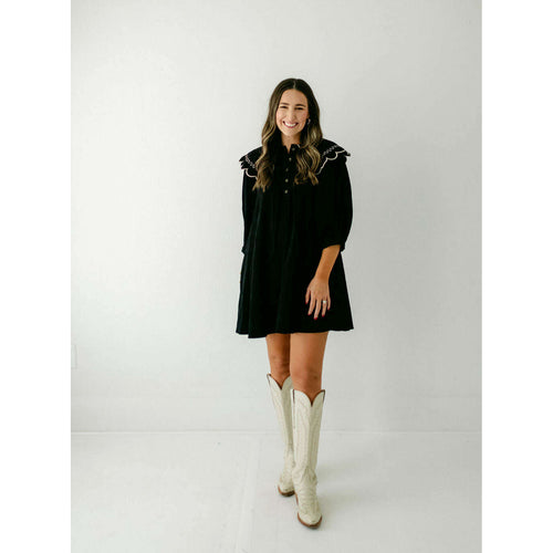 8.28 Boutique:Entro,The Bobbie Black Collar Corduroy Dress,Dress