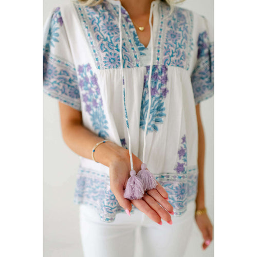 8.28 Boutique:Victoria Dunn,Victoria Dunn Catalina Blouse in Amethyst,Shirts & Tops