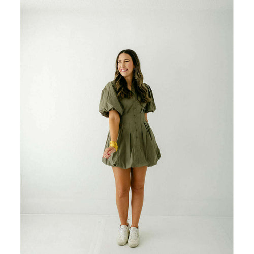 8.28 Boutique:Karlie Clothes,Karlie Olive Bubble Hem Shirt Dress,Dress