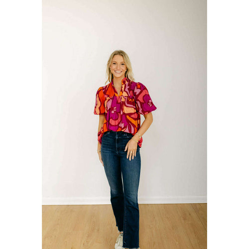 8.28 Boutique:TCEC,The Harriet Pink Floral Puff Sleeve Top,Shirts & Tops