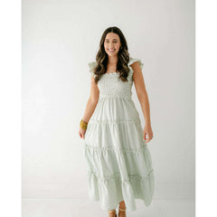 8.28 Boutique:Entro,The Sienna Green Tea Smocked Top Midi Dress,Dress