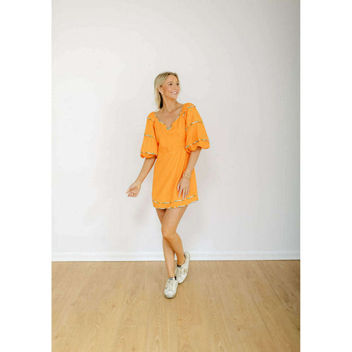 8.28 Boutique:Karlie Clothes,Karlie Sweetheart Orange Puff Sleeve Dress,Dress