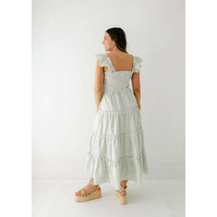 8.28 Boutique:Entro,The Sienna Green Tea Smocked Top Midi Dress,Dress