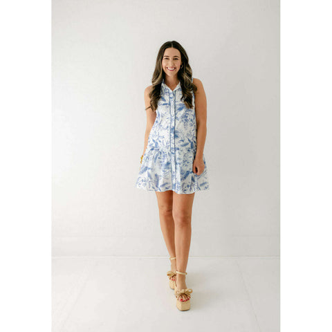 Sail to Sable Embroidered Marina Square Neck Tiered Dress