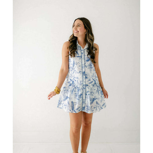 8.28 Boutique:Entro,The Savannah Blue Floral Midi Dress,Dress