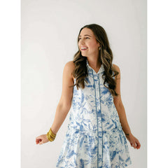 8.28 Boutique:Entro,The Savannah Blue Floral Midi Dress,Dress