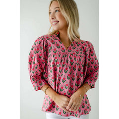 8.28 Boutique:Entro,The Lucy Pink Block Print Dress,Shirts & Tops