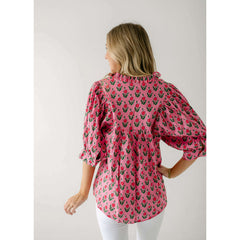 8.28 Boutique:Entro,The Lucy Pink Block Print Dress,Shirts & Tops