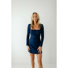 8.28 Boutique:TCEC,The Ellie Scallop Mini Dress in Navy,Dress