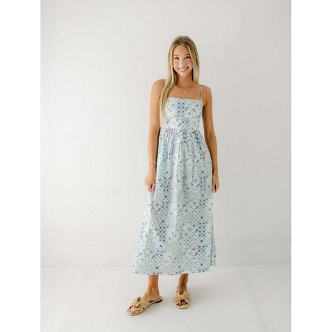 Sail to Sable Embroidered Marina Square Neck Tiered Dress