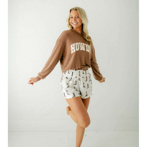 8.28 Boutique:Z-Supply,Z-supply Howdy Long Sleeve Top in Heather Brown,Shirts & Tops