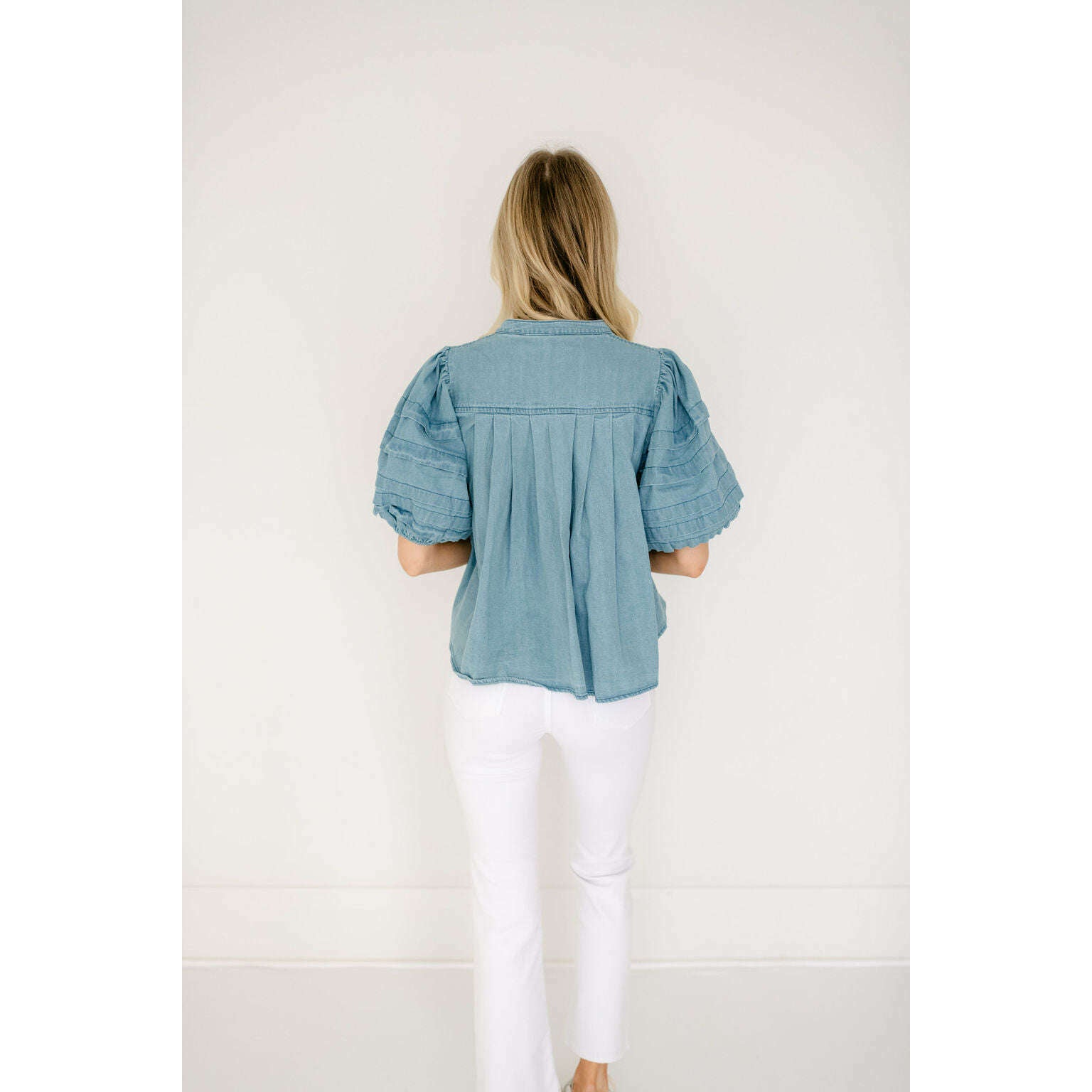 8.28 Boutique:Karlie Clothes,Karlie Denim Novelty Pleat Top,Shirts & Tops