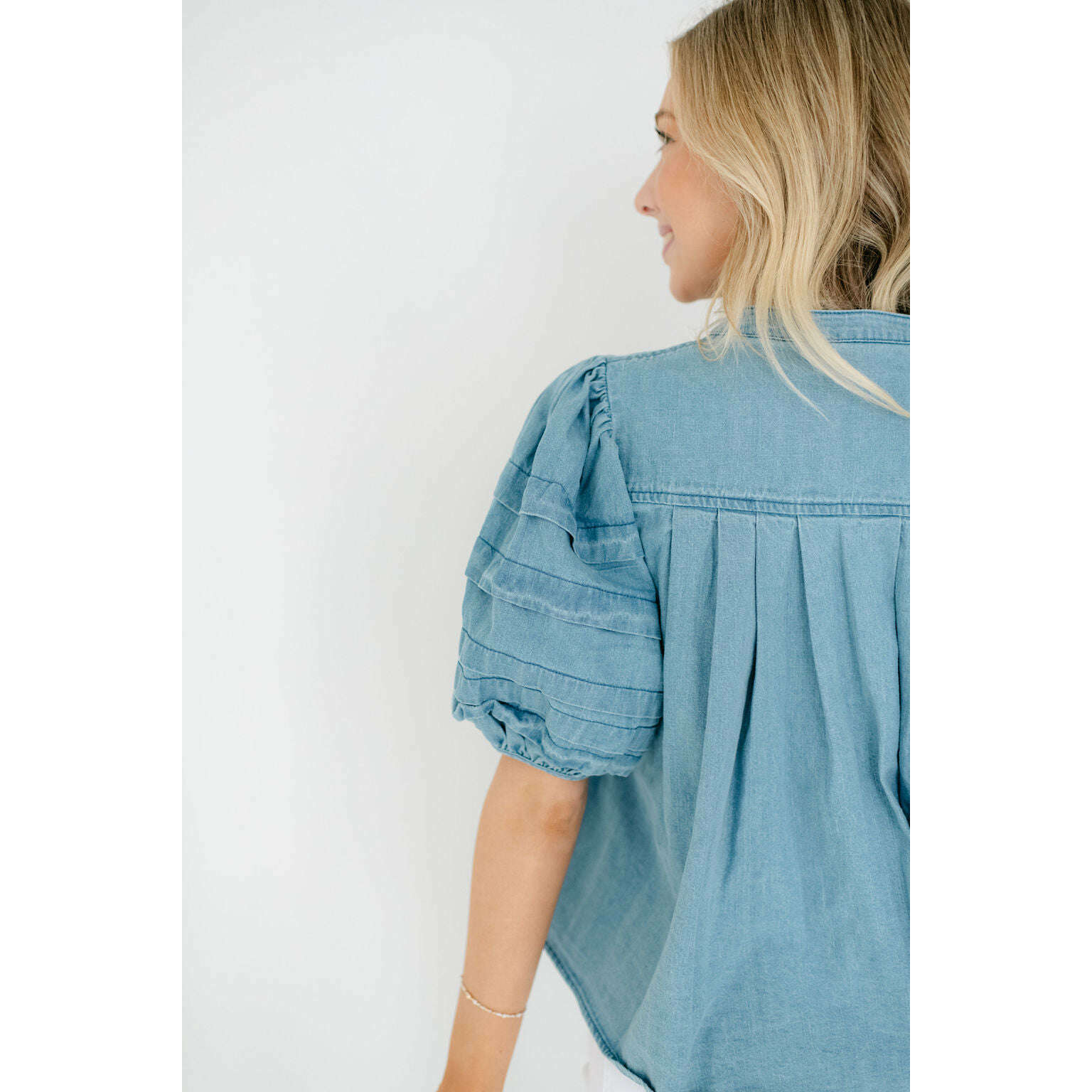 8.28 Boutique:Karlie Clothes,Karlie Denim Novelty Pleat Top,Shirts & Tops