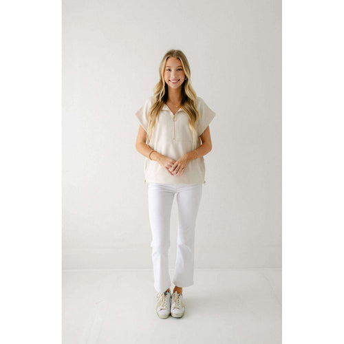 8.28 Boutique:Entro,The Jennifer Ivory Top with Gold Zipper,Shirts & Tops