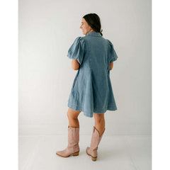 8.28 Boutique:Entro,The Sadie Blue Denim Dress with Gold Buttons,Dress