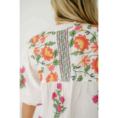 8.28 Boutique:THML,THML White Floral Puff Sleeve Top,Shirts & Tops