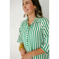 8.28 Boutique:Entro,The Kelly Green Bell Sleeve Stripe Dress,Dress