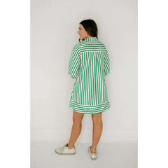 8.28 Boutique:Entro,The Kelly Green Bell Sleeve Stripe Dress,Dress