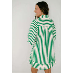 8.28 Boutique:Entro,The Kelly Green Bell Sleeve Stripe Dress,Dress