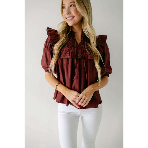 8.28 Boutique:Cleobella,Cleobella Janet Blouse in Dark Crimson,Shirts & Tops