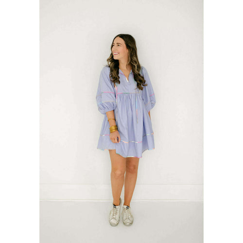 8.28 Boutique:Entro,The Ashtyn Purple Swing Multicolor Tie Dress,Dress