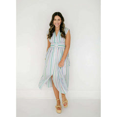 8.28 Boutique:Entro,The Evelyn Striped Zip Up Midi Dress,Dress