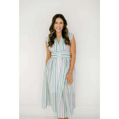 8.28 Boutique:Entro,The Evelyn Striped Zip Up Midi Dress,Dress