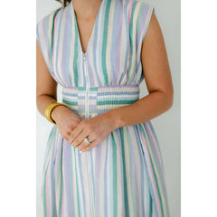 8.28 Boutique:Entro,The Evelyn Striped Zip Up Midi Dress,Dress