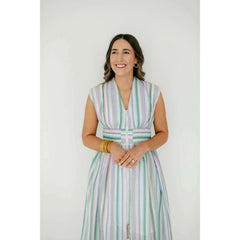 8.28 Boutique:Entro,The Evelyn Striped Zip Up Midi Dress,Dress