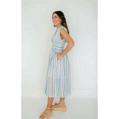 8.28 Boutique:Entro,The Evelyn Striped Zip Up Midi Dress,Dress