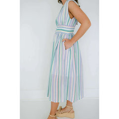 8.28 Boutique:Entro,The Evelyn Striped Zip Up Midi Dress,Dress