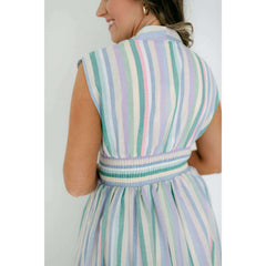 8.28 Boutique:Entro,The Evelyn Striped Zip Up Midi Dress,Dress