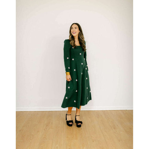 8.28 Boutique:Sail to Sable,Sail to Sable Emerald Pearl Cluster Square Neck Midi,Dress