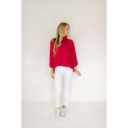 8.28 Boutique:Kerisma Knits,Kerisma Knits Boho Sweater in Fuchsia,Sweaters