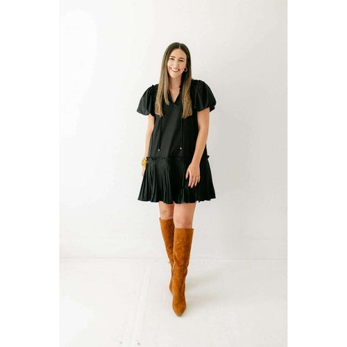 8.28 Boutique:Entro,Entro Black Ruffle Hem Mini Dress,Dress