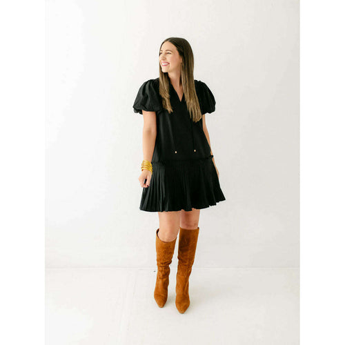 8.28 Boutique:Entro,Entro Black Ruffle Hem Mini Dress,Dress