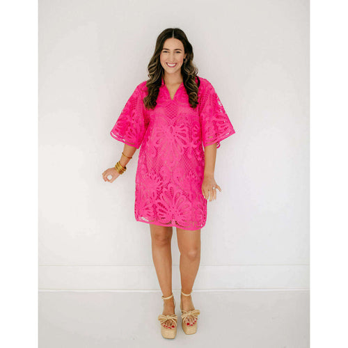 8.28 Boutique:Jade Melody Tam,Jade Melody Tam High Neck Pink Lace Dress,Dress