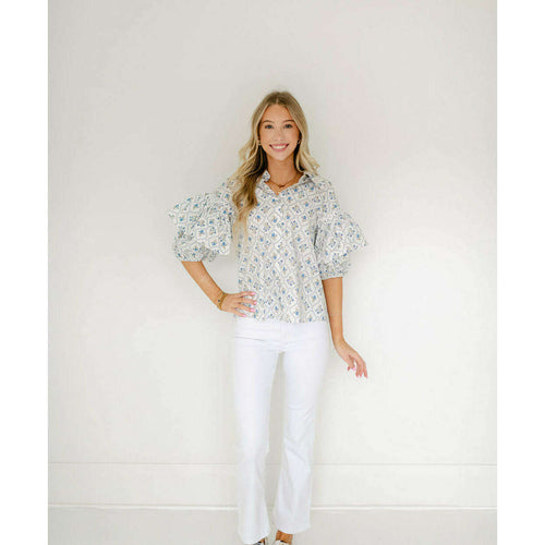 8.28 Boutique:Karlie Clothes,Karlie French Floral Ruffle Sleeve Top,Shirts & Tops