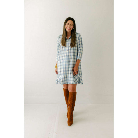 Brooke Wright Nancy Dress in Blue and Orange Check Dress