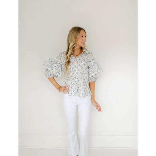 8.28 Boutique:Karlie Clothes,Karlie French Floral Ruffle Sleeve Top,Shirts & Tops