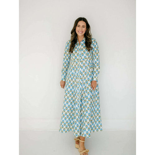 8.28 Boutique:Livro,Livro Classic Shirtdress in Liv Blue Motif,Dress