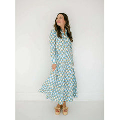 8.28 Boutique:Livro,Livro Classic Shirtdress in Liv Blue Motif,Dress