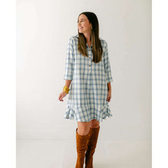 8.28 Boutique:Holly Shae,Holly Shae Sallie Blue Plaid Dress,Dress