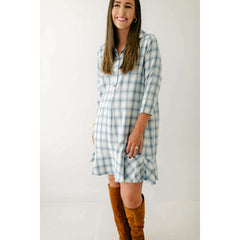 8.28 Boutique:Holly Shae,Holly Shae Sallie Blue Plaid Dress,Dress