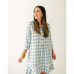 8.28 Boutique:Holly Shae,Holly Shae Sallie Blue Plaid Dress,Dress